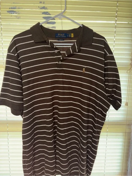 Polo Ralph Lauren Brown Striped Classic Fit Polo Shirt Men’s Large