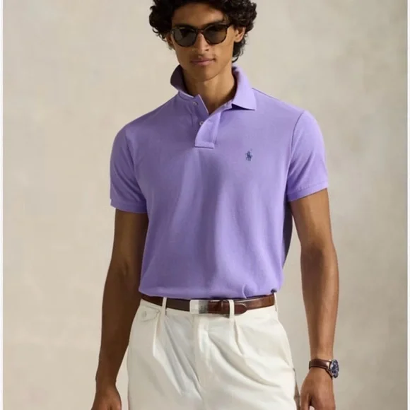Polo Ralph Lauren Mens Size L Classic Fit Purple Short Sleeve Polo Pony Shirt