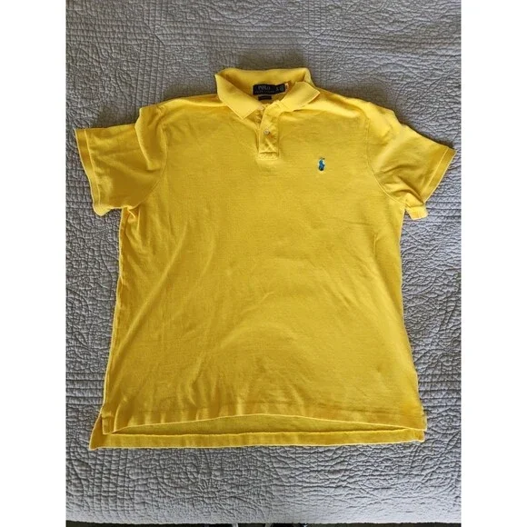 Polo Ralph Lauren Classic Fit Short Sleeve Shirt Size XL Bright Yellow Blue Pony