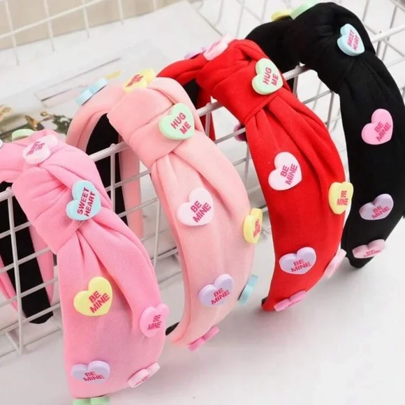 Brand New Valentine's Day Headbands - Adorned with Conversation Hearts, 5 Colors