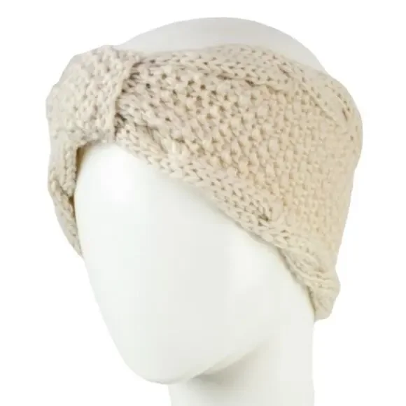 Knit Bow Headband Womens One Size Ivory Fall Winter Cute Stylish Cozy Ear Warmer