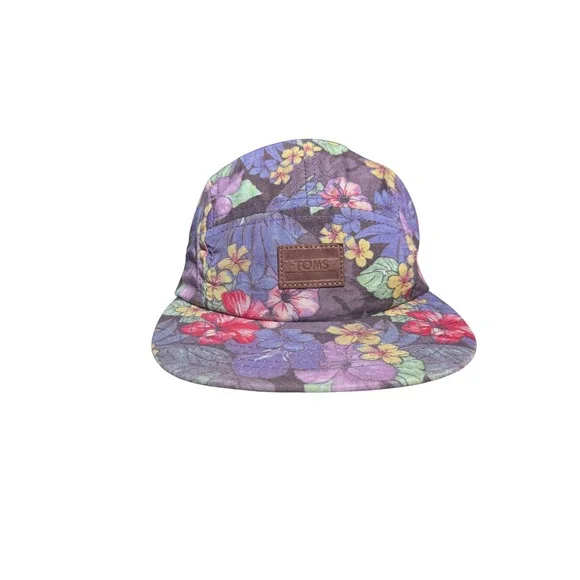 TOMS Unisex Tropical Five-Panel Cap Floral Print Purple Flat Brim Hat