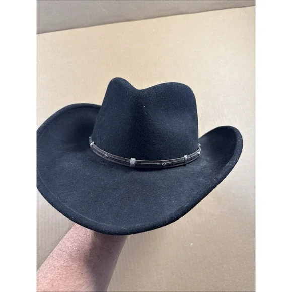 Bailey Black Western Hat with Decorative Band, Rider,light Felt, 100% Wool, Med.