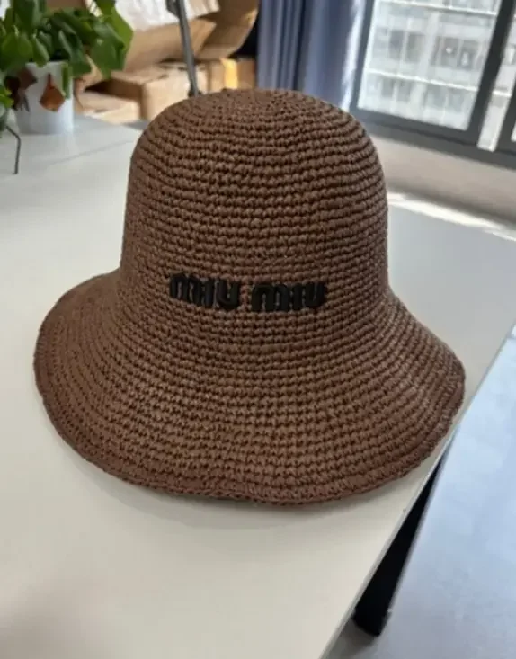 MIU MIU brown straw hat