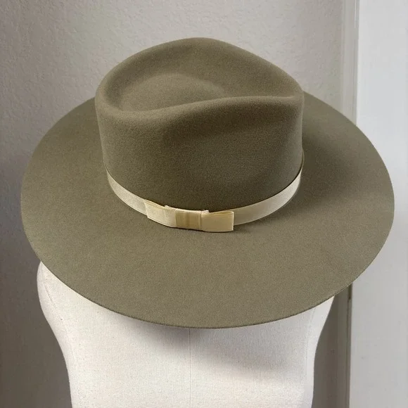Twister-Pinch Front Mushroom Fedora Style Cowboy Hat 100% Wool Felt Sz Large