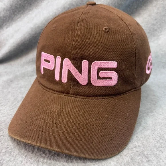 PING G5 Logo Women Brown PING Golf Hat Adjustable Strapback OSFM