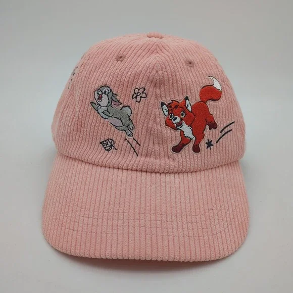 Disney Critters Corduroy Hat Cap Strapback Pink Peach Adjustable Tod Thumper