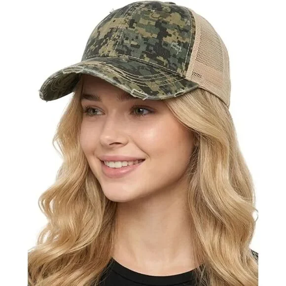 Women's Digital Camo Washed Adjustable Fit Classic Comfortable Baseball Caps
