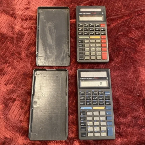 (2) Texas Instruments‎ TI-34 Scientific Solar Calculator w/ Cover