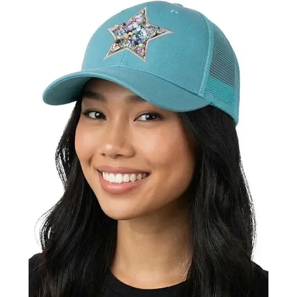 Women's Mint Mixed Stone Star Adjustable Fit Classic Comfortable Baseball Cap