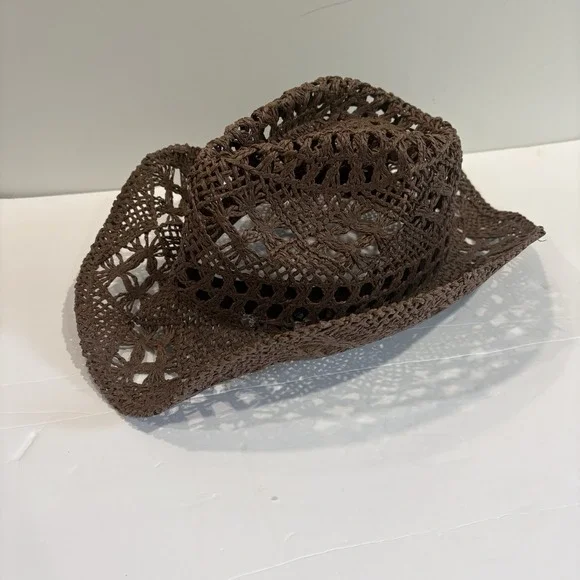Peter Grimm Straw Cowboy Hat Womens Western Cowgirl Sun Beach Chocolate Brown