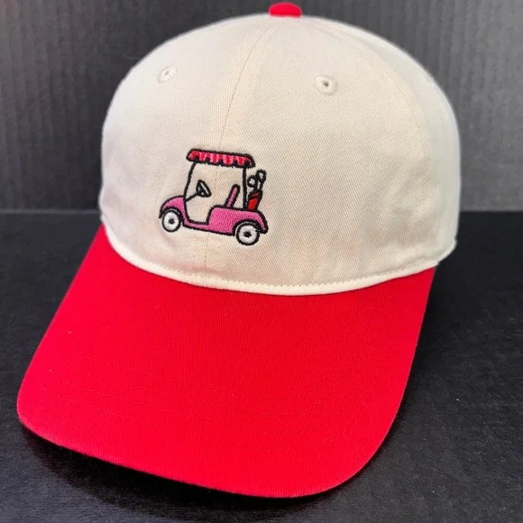 Pink Golf Cart Womens Cream Red Frasier Sterling Sport Baseball Cap OSFM