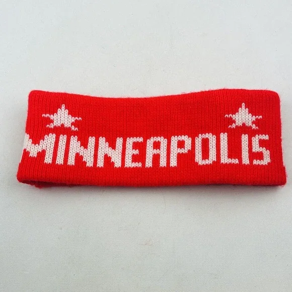 Vintage Minneapolis Holidazzle Stretch Knit‎ Headband Red Earwarmer Winter