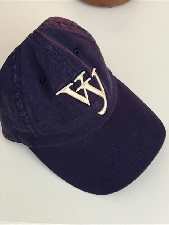 Women's Navy Baseball Cap with White Embroidered Monogram
