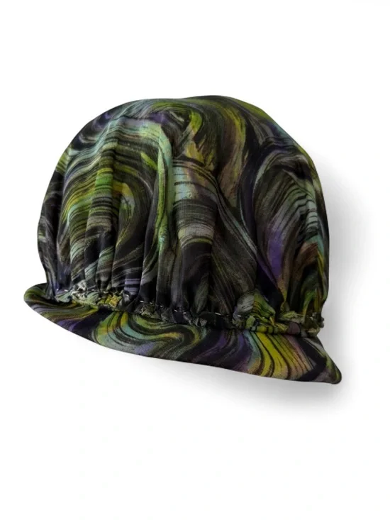 Vintage 1960s? Handmade Psychedelic Swirl Brimmed Gathered Hat
