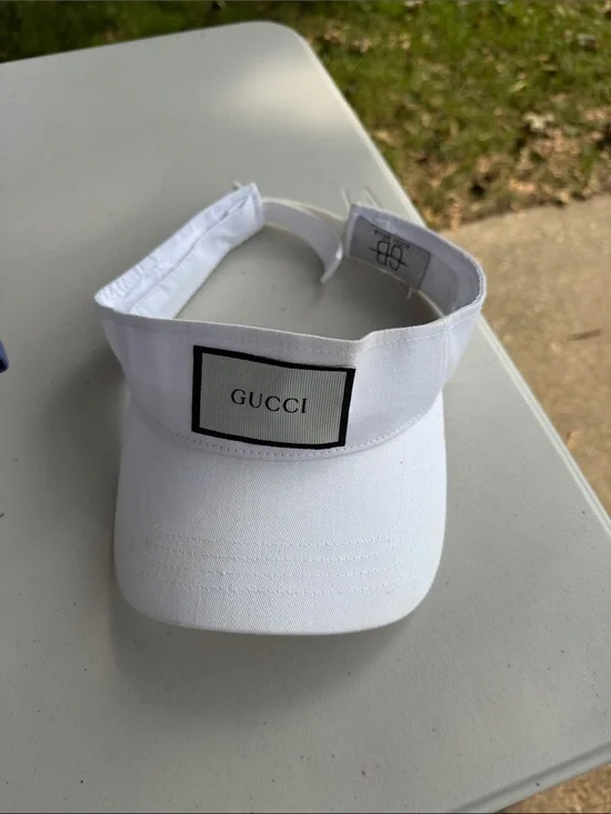 White Visor with Black-Trim Logo Patch