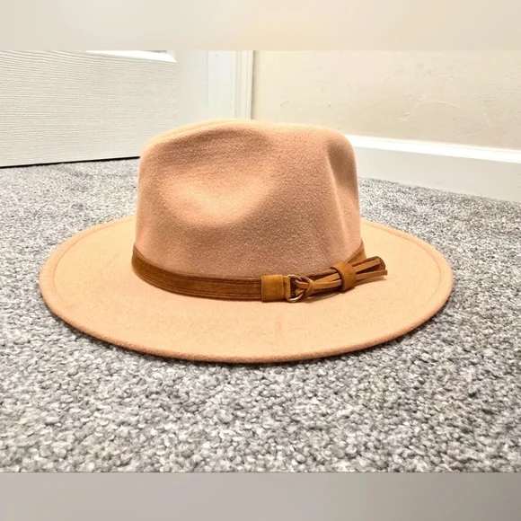 35% Wool Brown Fedora Hat Wide Brim Unisex Nautical Coastal Fisherman