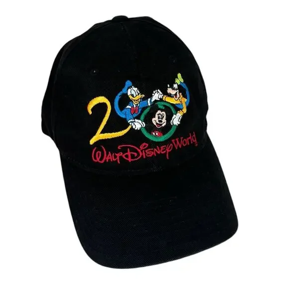 Vintage Y2K 2000 Walt Disney World Cotton Baseball Cap in Black - One Size