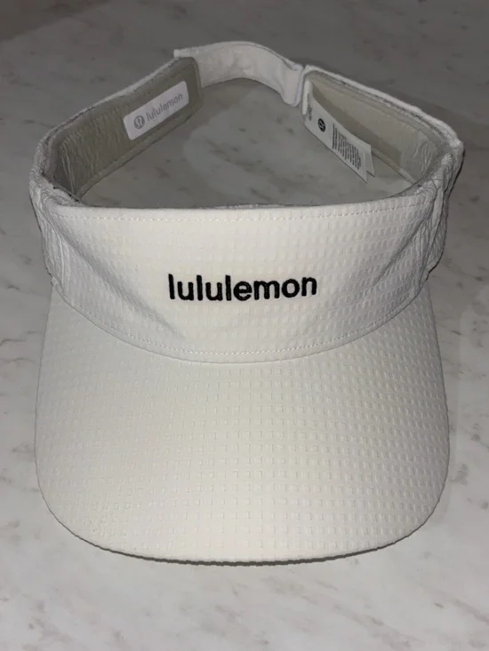 lululemon athletica White Mesh Performance Visor with Black Logo