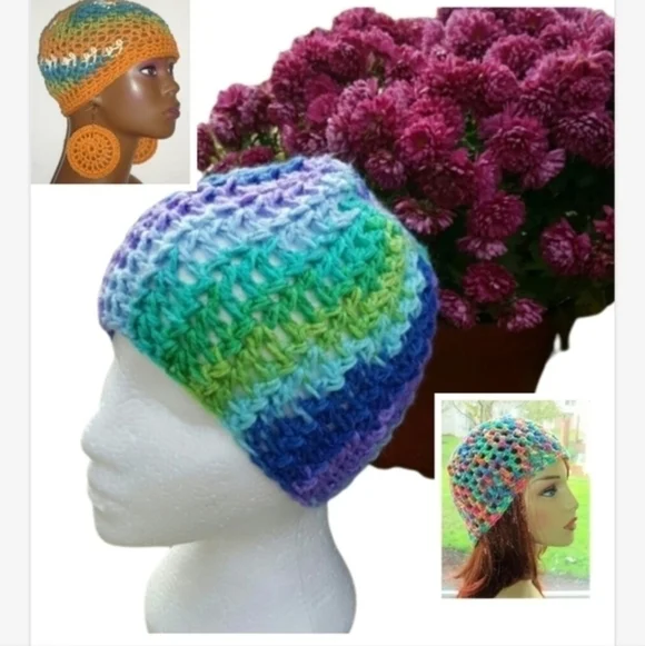 Handmade Tonal Crochet Skull Cap‎