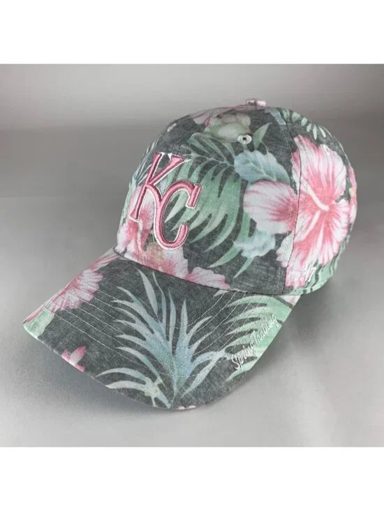 Kansas City Royals Womens Pink Green Gray Floral 47 Brand Clean Up Strapback Hat