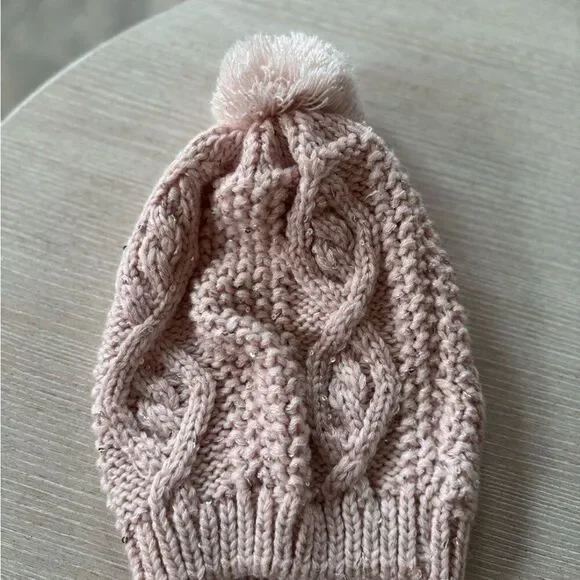 Cozy Pink Knit Beanie with Pom Pom