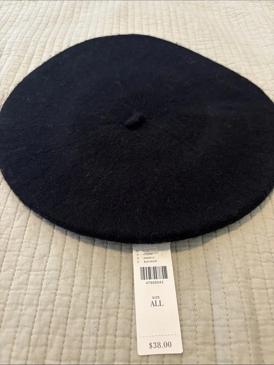 Anthropologie Black Wool Beret