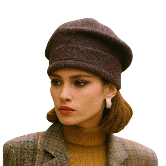 ADORA 1990s Womens Dark Brown Wool‎ Bucket Hat