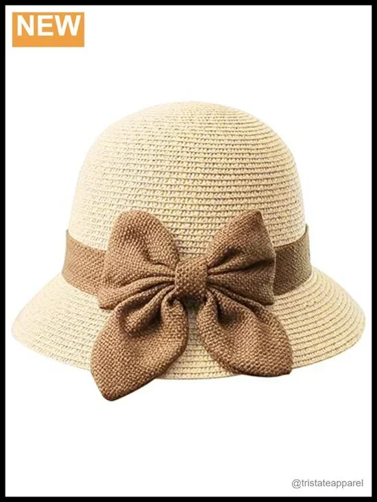 Women's Raffia Straw Cloche Sun Hat Packable Adjustable Beach Vacation