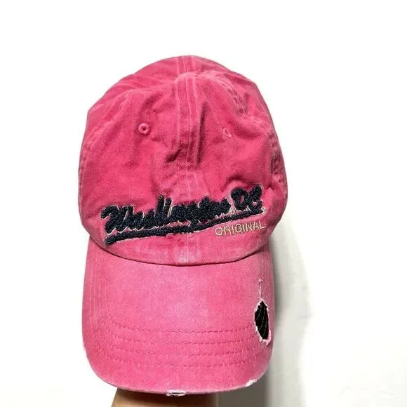 Washington, DC Baseball Cap Hat Pink & Navy Embroidered Adjustable 100% Cotton