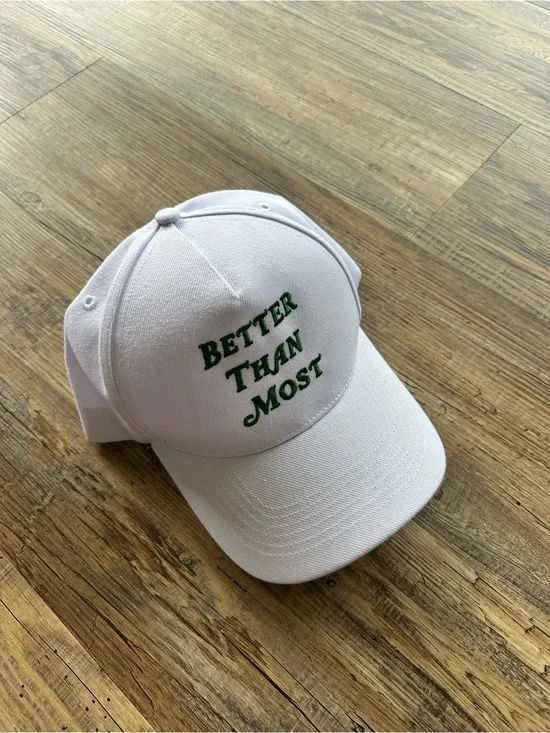 White Baseball Cap with Green 