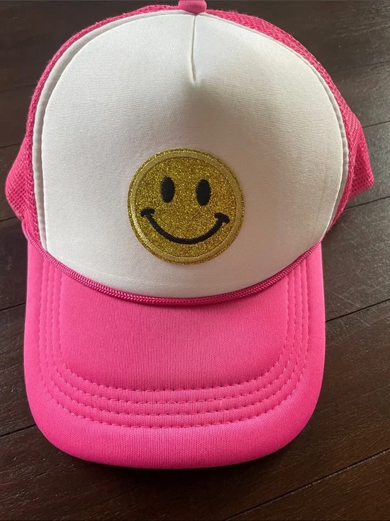 Pink and White Smiley Trucker Hat