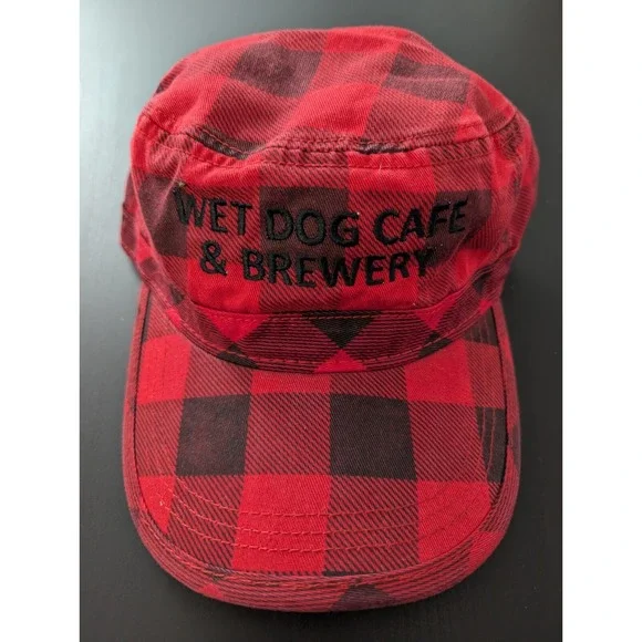 Wet Dog Cafe & Brewery Hat Cap  Strapback Plaid‎ Military Style Embroidered