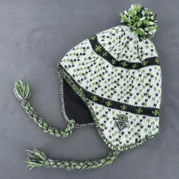 Adidas Seattle Sounders FC Earflap Pom Beanie OSFA Nordic Knit Hat Soccer‎ MLS