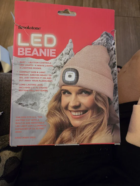 Brookstone Pink LED Beanie Hat with Built-In Light