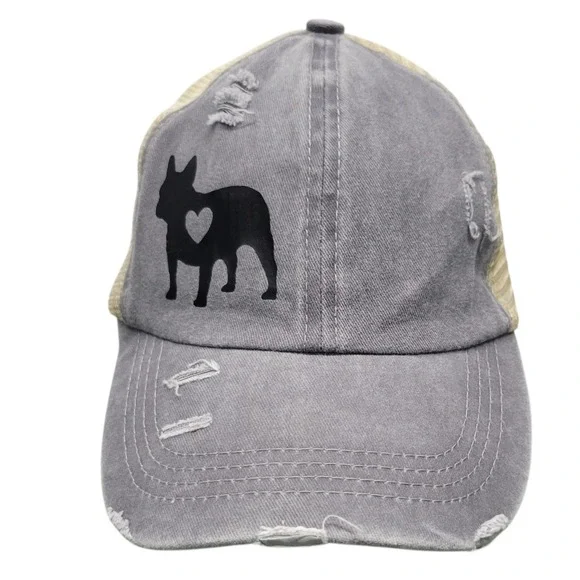 Frenchie Love French Bull dog Distressed Gray‎ Baseball Cap HG10262