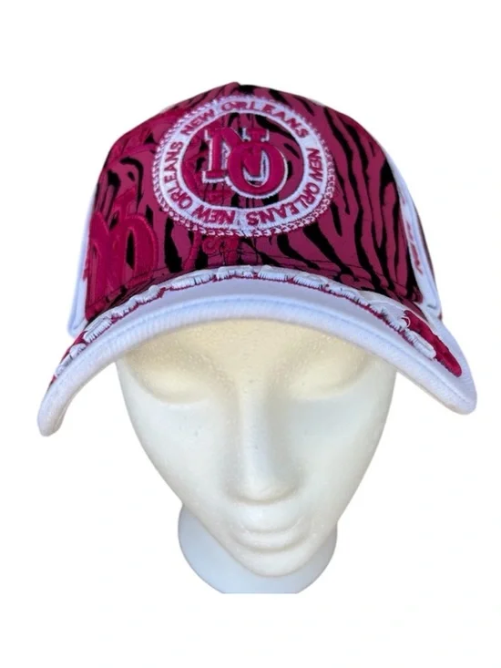 Urban Trendz New Orleans Embroidery Pink‎ Black White Zebra Print Baseball Cap