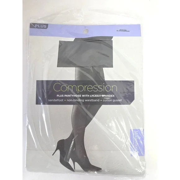 Motherhood Maternity Compression‎ Plus Pantyhose 3X Black Lycra Spandex Sandalft