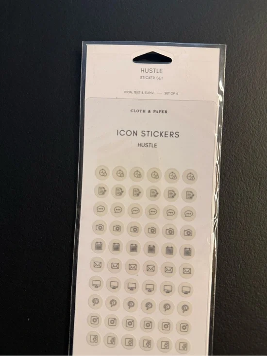 Cloth & Paper Hustle Icon Sticker Set - Cream