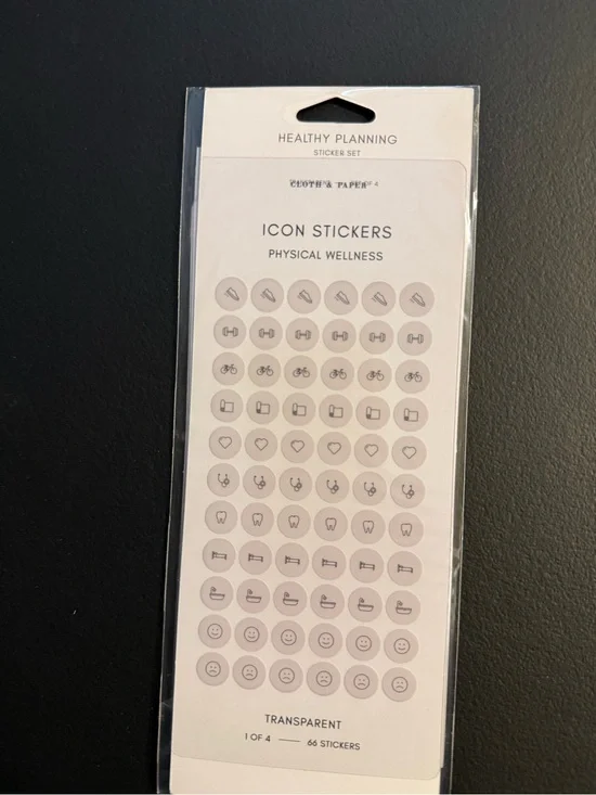 Cloth & Paper Healthy Planning Icon Sticker Set - Transparent