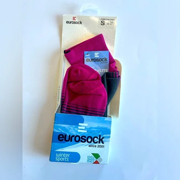 Eurosock Women's Small Ski Socks‎ Pink Winter Sports NEW