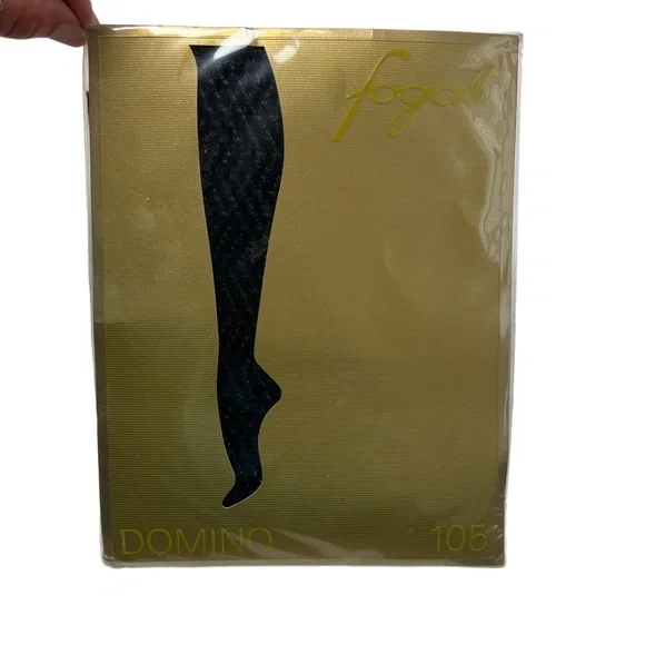 Fogal Size Medium Domino‎ 105 Pantyhose Rhombic Pattern Sheer Noir Black NWT