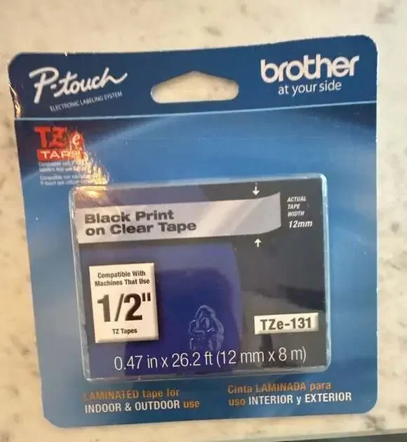 Brother P-Touch TZ Tape 12mm Black on White