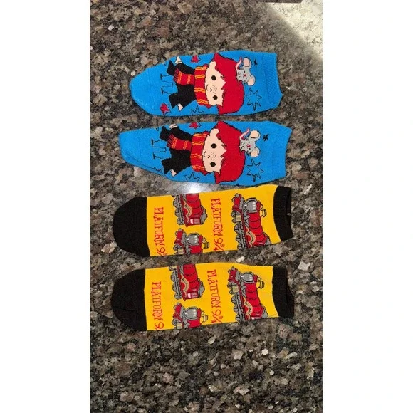 Harry Potter Ron Weasley Hogwarts Express Ankle Socks 2 Pair Set Blue Yellow