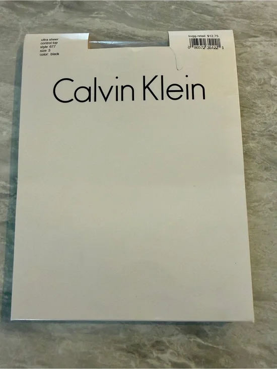 Vintage Calvin Klein Control Top Womens 3 Black Ultra Sheer One Pair Stockings