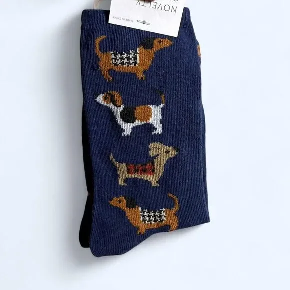 Navy blue socks with cute dog poodle designs | NEW | One size | Unisex