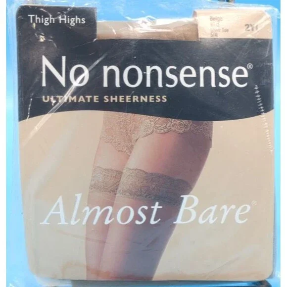 No Nonsense Almost Bare Thigh Highs Beige Mist S/M Sheer Toe 2YI NWT