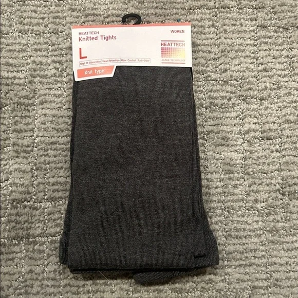 Uniqlo HEATTECH Dark Gray Knitted Tights for Women L