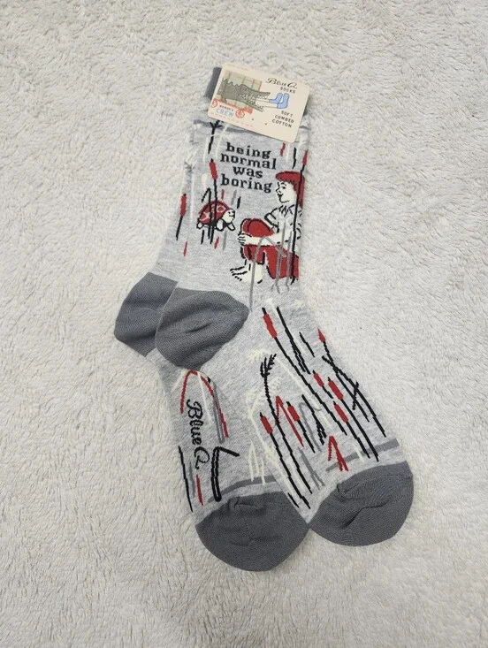 • Blue Q Socks Novelty Being Normal Was Boring Turtle Women's Crew Socks Sz 5-10