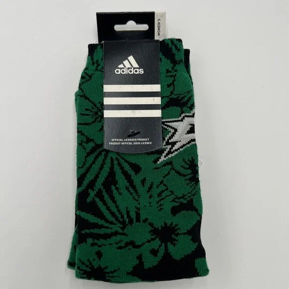 Adidas Womens Tropical Flower Print Socks Green Black White OSFA‎